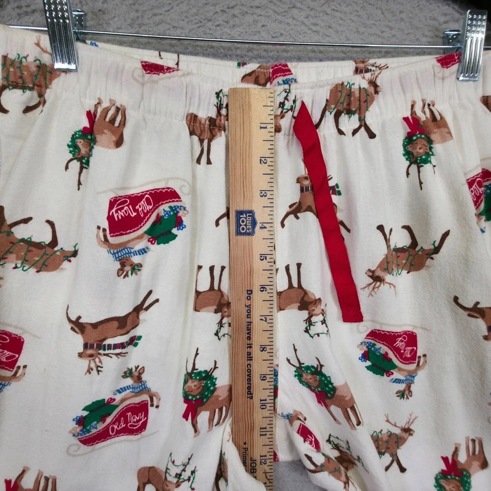 Old Navy Pajama Pants Womens M White Christmas Holiday Reindeer Gifts Loungewear